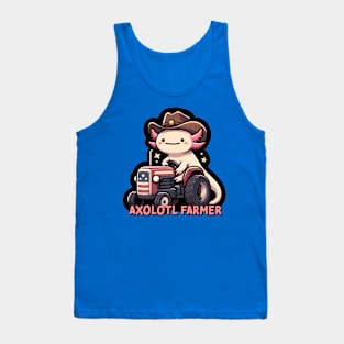 American Cute Axolotl Farmer - Tractor Tank Top